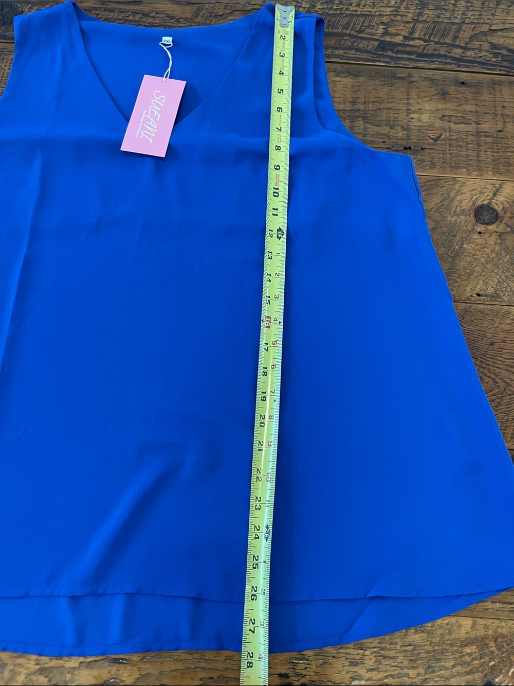 Flowy Sleeveless V-Neck Sleeveless Top in Bright Blue - Picture 3 of 5